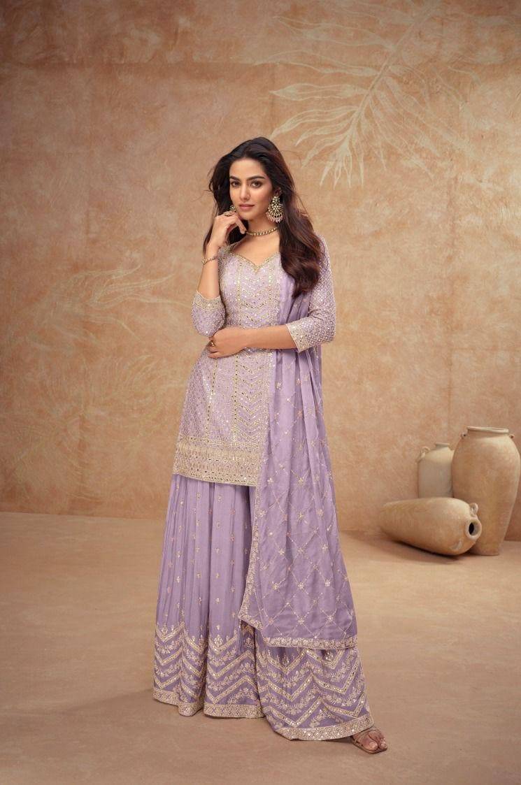 Palak vol-4 by gulkayra 7518 colors Festive Suits Collection Beautiful Stylish Fancy Colorful Party Wear & Occasional Wear EMBROIDERED CHINON Dresses At Wholesale Price